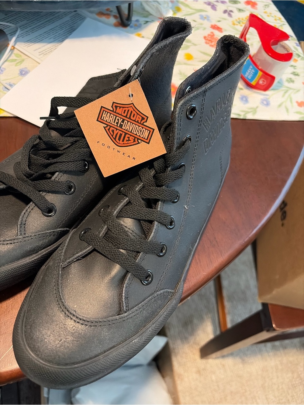 Harley-Davidson Men's Black High-Top Sneakers with Tag